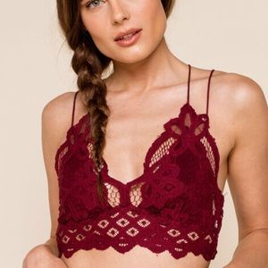 FREE PEOPLE 🌻 maroon adella lace bralette (M)